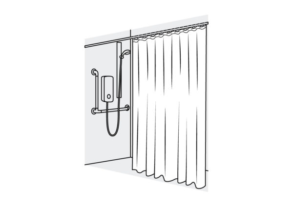 Domestic and Medical Shower Curtain Straight White