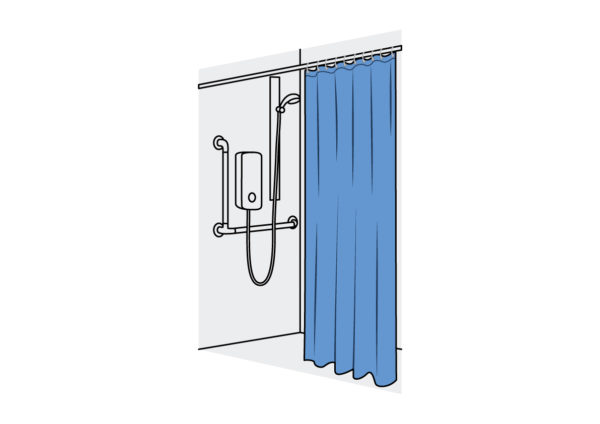 Domestic and Medical Shower Curtain Straight Blue